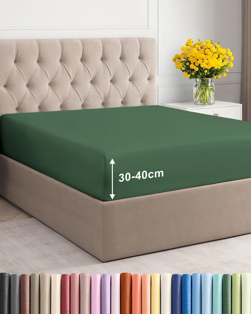 Spannbettlaken 90 x 190 cm, Smaragdgrün – 40 cm tiefe Ecken – Hochwertige Mikrofaser – Weich und knitterfrei – Atmungsaktiv, hypoallergen,...