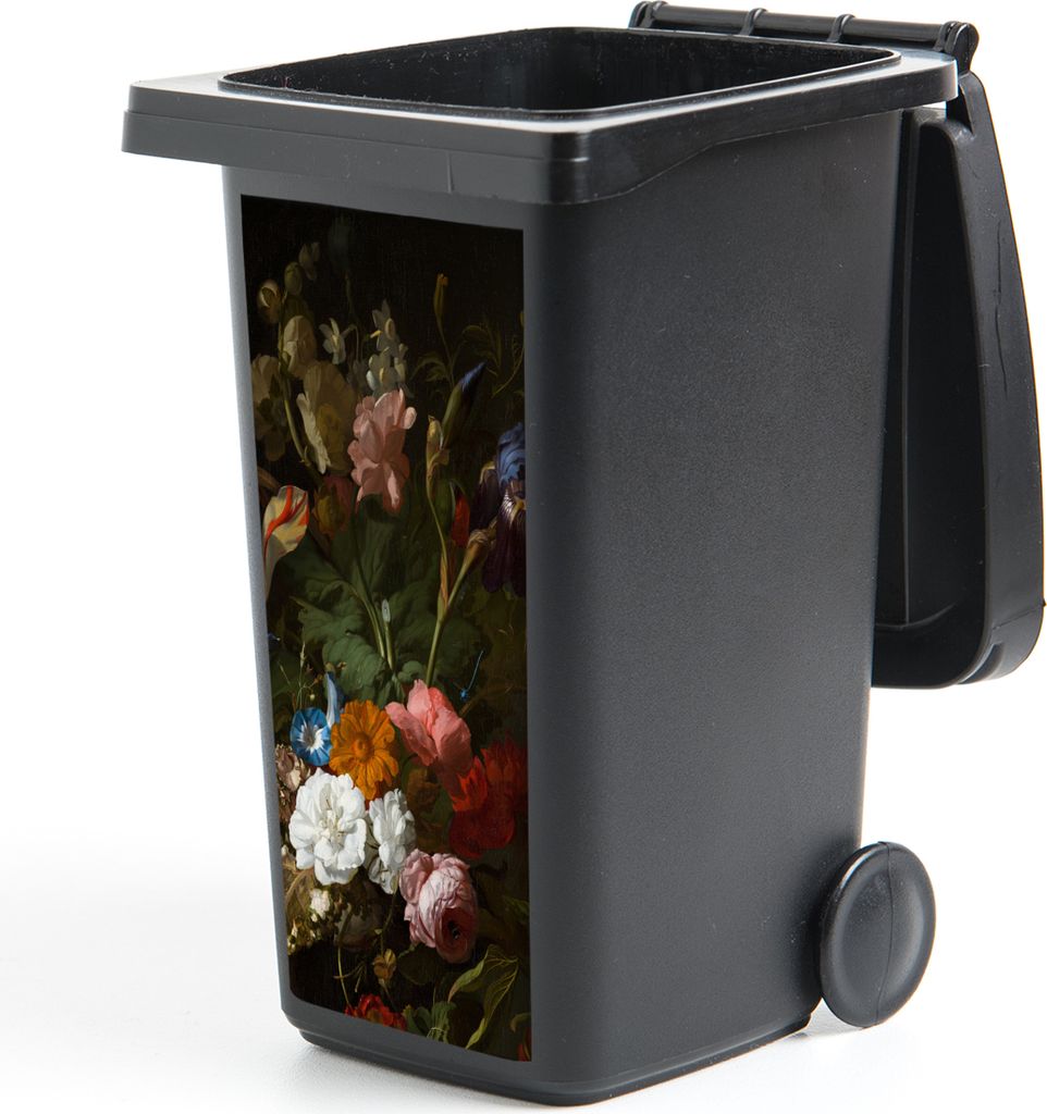 MuchoWow Mülltonnenaufkleber Vase mit Blumen - Gemälde von Rachel Ruysch 44x98 cm - Containeraufkleber - Aufkleber - Mülltonnen-Aufkleber