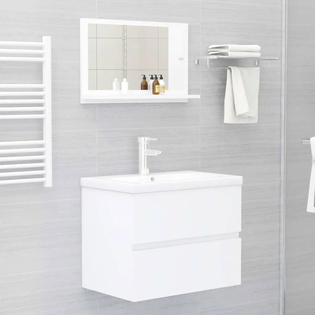 Specchiera con Mensola SYFAX™ Bianco 60x37cm Legno Multistrato - 5