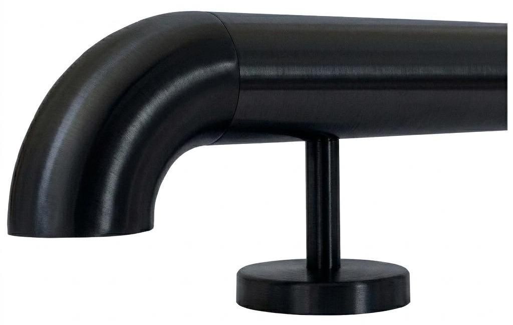 TIBU Handlauf Edelstahl Geländer Ø42,4 Schwarz 30-600 cm Wandhandlauf Treppe gerade Edelstahlhalter, Variante Länge 340 cm mit 4 Halter und Boge...