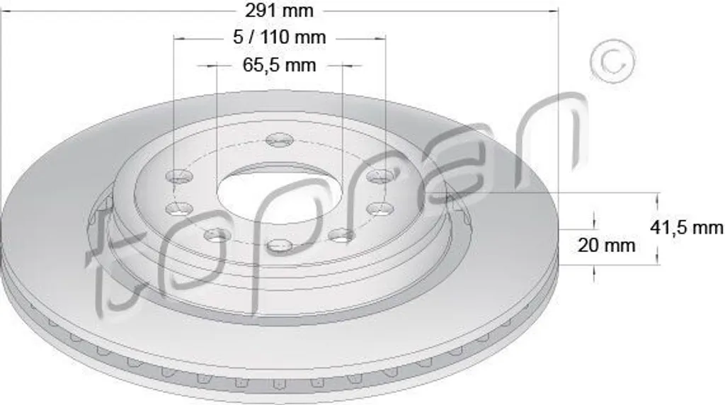 Disque de frein arrière pour Opel Vectra C et Signum - TOPRAN 206859