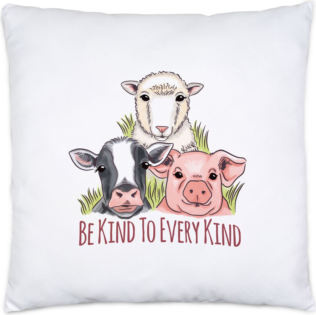 Be Kind To Every Kind Kissen Inkl. Füllung Vegan Vegetarier Plant-Based Geschenkidee Tierwohl Tierleid