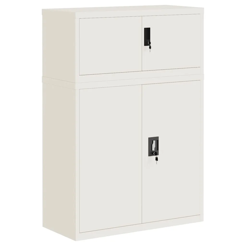 Meuble de rangement de bureau en métal blanc 130 cm - Armoire robuste