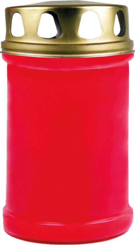 Grabkerze Kompositionsöllicht 48h Rot – Grablicht mit Deckel, 2 Tage Öllicht, wetterfester Kunststoff, für Grablampe und Grableuchte