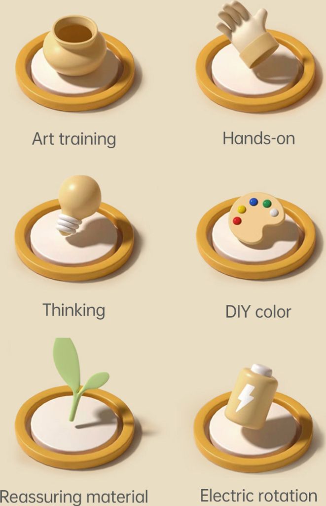 Mini-Toepferscheiben-Set fuer Kinder und Erwachsene, Toepfer- und Tonkunst, 12 cm Drehteller, elektrische Toepferscheibe mit Bluetenblatt-Unterstue...