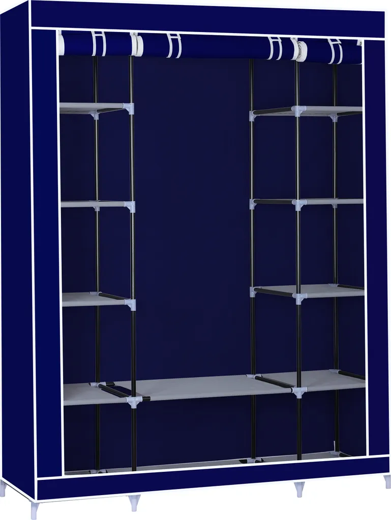 Prezzo Armadio Herzberg HG-8009 Blu: Guardaroba Tessuto 12 Ripiani