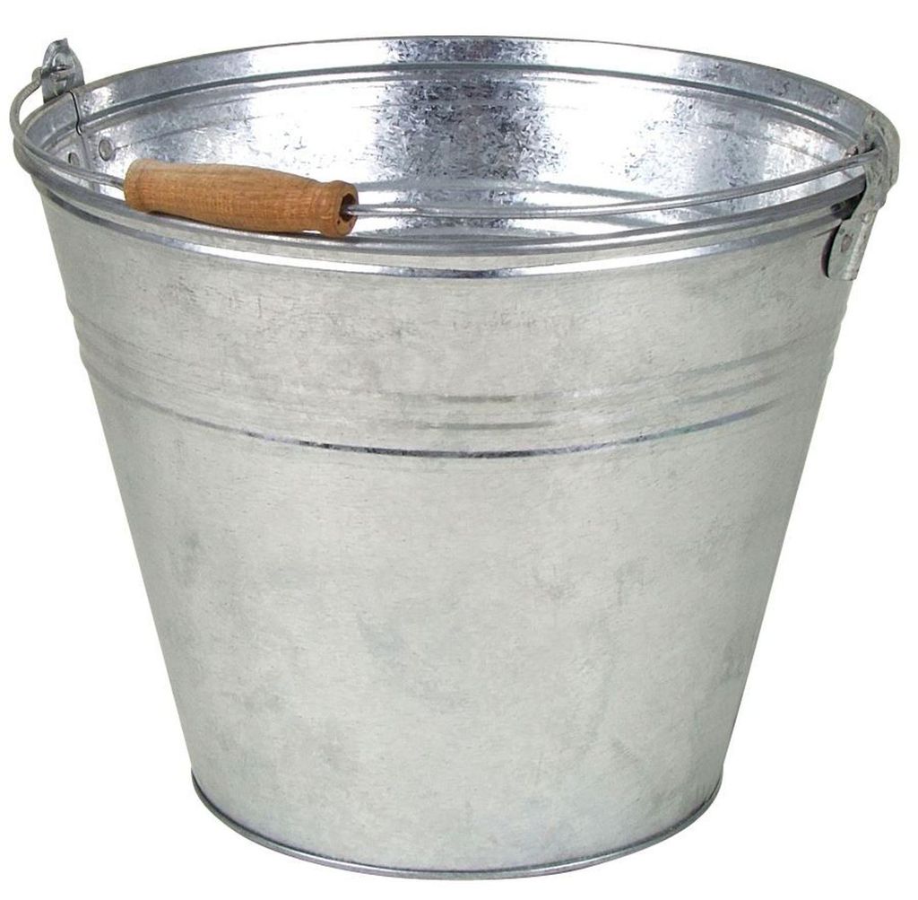 BURI Seau en zinc 10L avec poignée en bois Seau à eau Seau Image du produit 