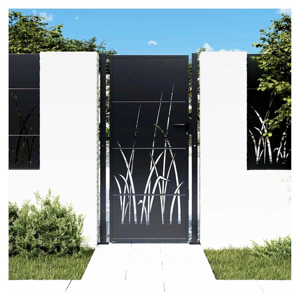 Gartentor aus Stahl Anthrazit 110x205 cm, abschließbar, für Terrasse und Garten