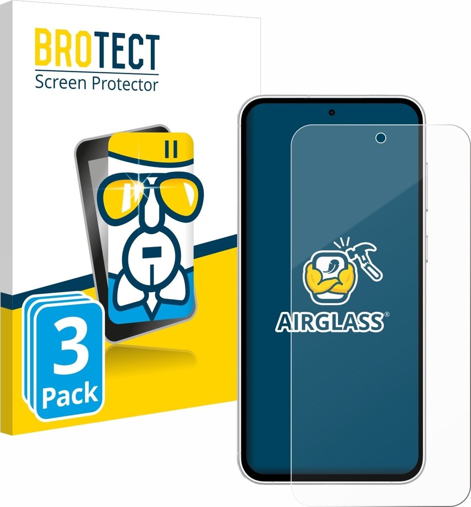 A product shot of a screen protector packaging and a smartphone with a screen protector applied.