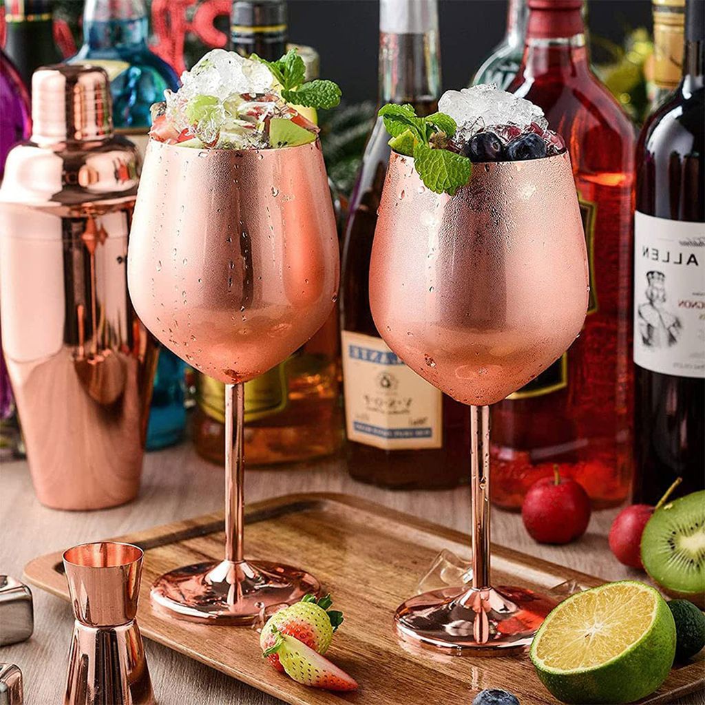 Nerezová sklenice na víno 550 ml, kreativní kovová Obrázek produktu 8