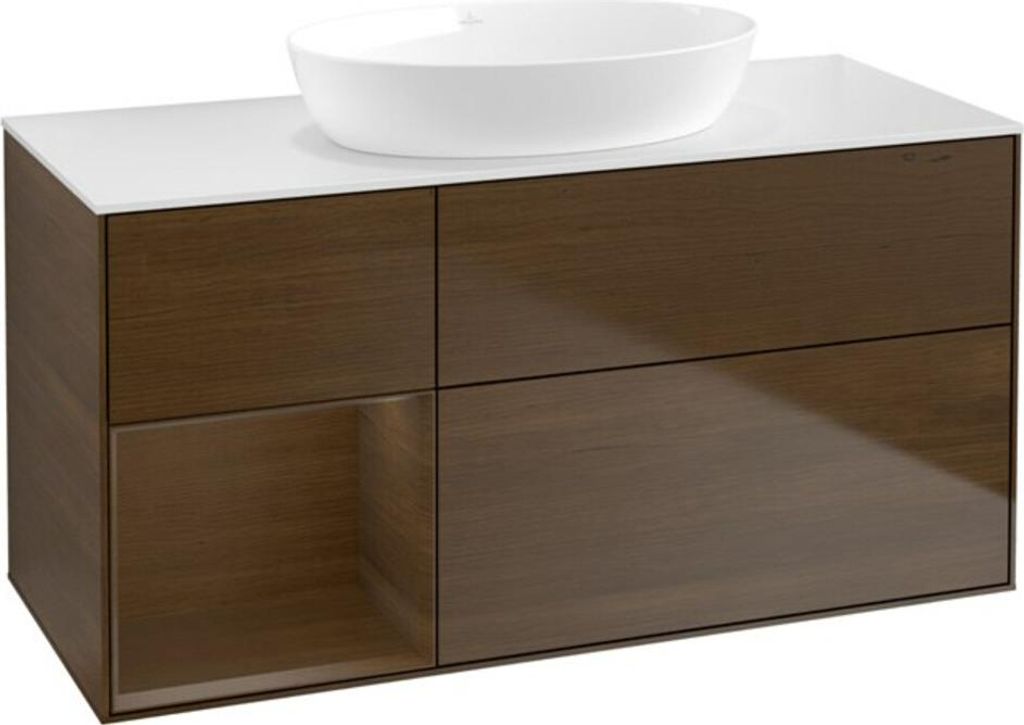 V&B Waschtischunterschrank Finion 120cm, Pl wh. m, Reg wal ven, wal ven