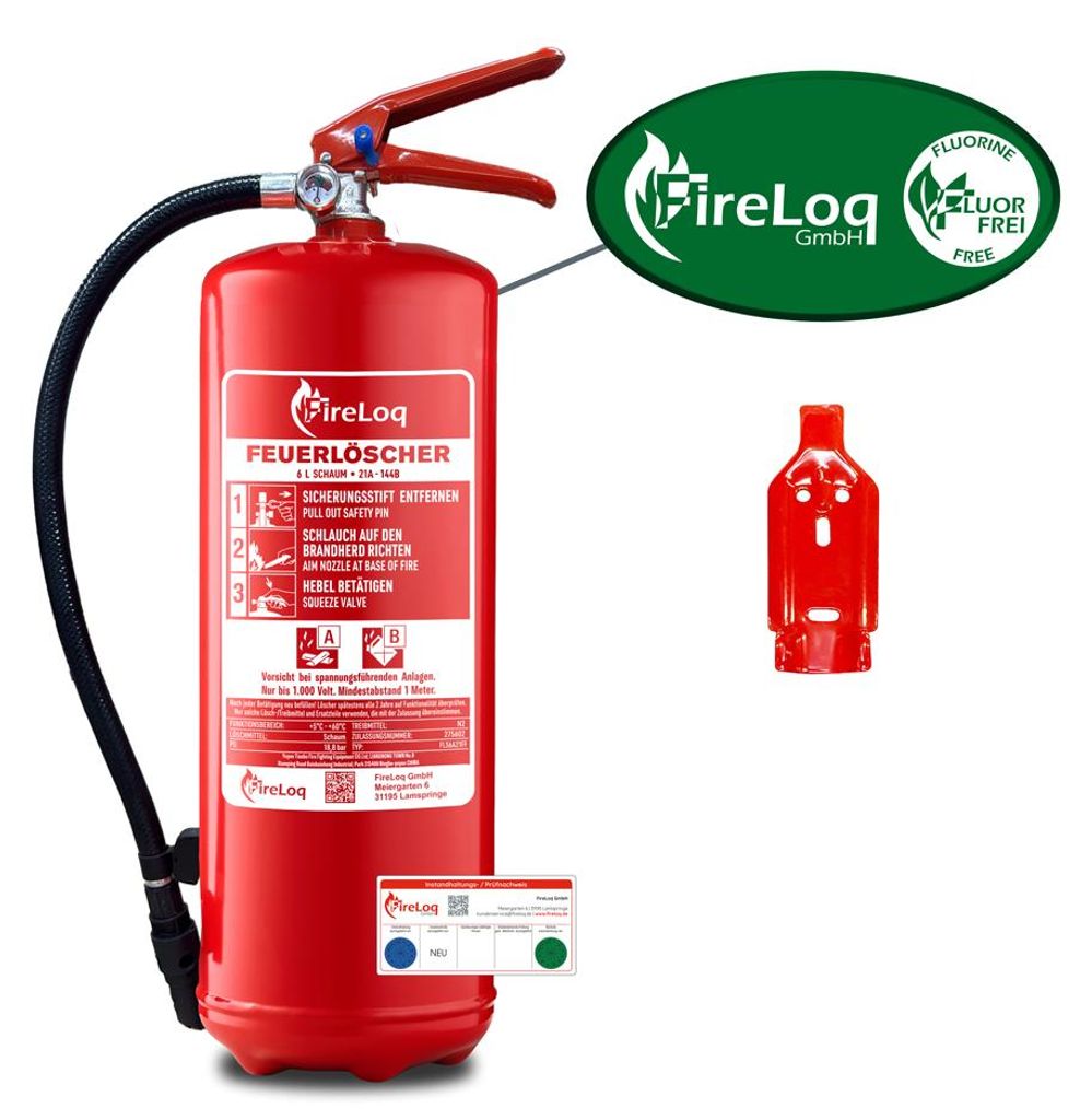 FireLoq 6L fluorfrei Schaum Feuerlöscher für Brandklasse AB Produktbild 