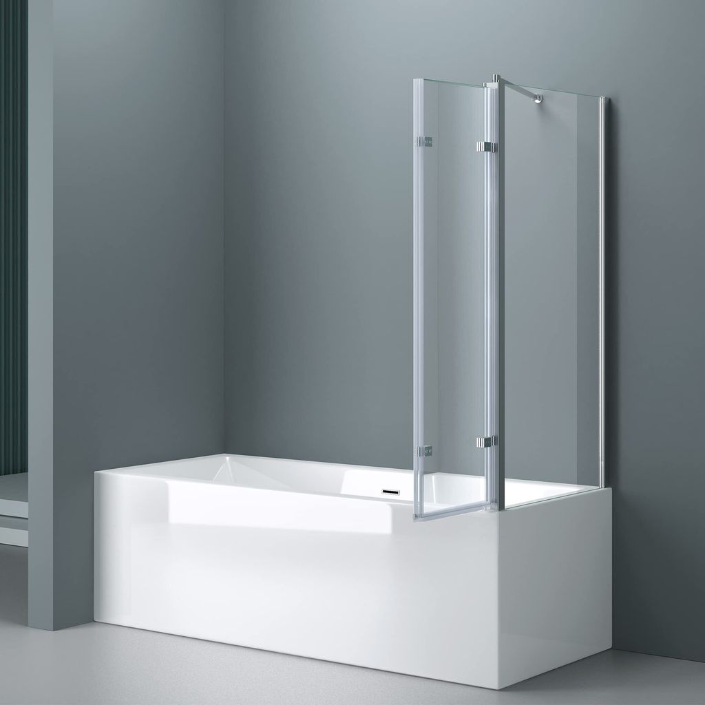 Doporro Duschwand Für Badewanne 90x140cm - ESG-Sicherheitsglas Mit NANO-Beschichtung