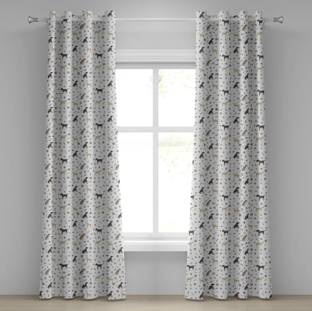 Rideau à œillets anti-plis motif chiens 280x175cm pour déco sans effort