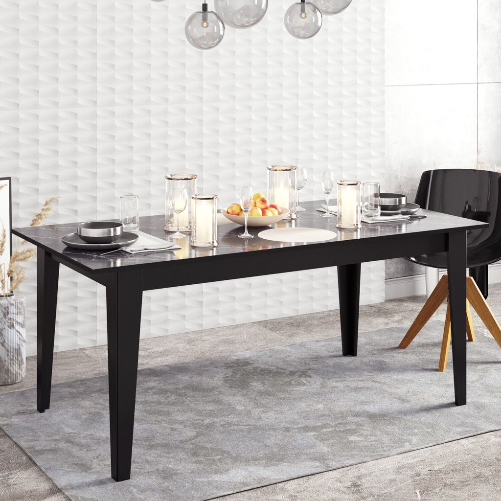 Skye Decor, Polka- Polka SHS, Schwarz, Couchtische, 76,8x180x90 cm, 100% Melaminbeschichtete Partikelplatte