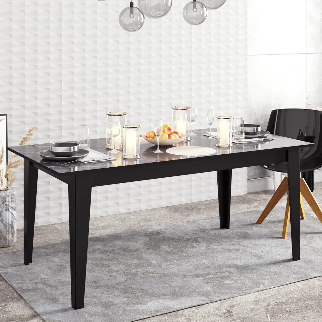 Table Basse Robuste Noire en Mélaminé 180 cm Design Polka-Polka de Skye
