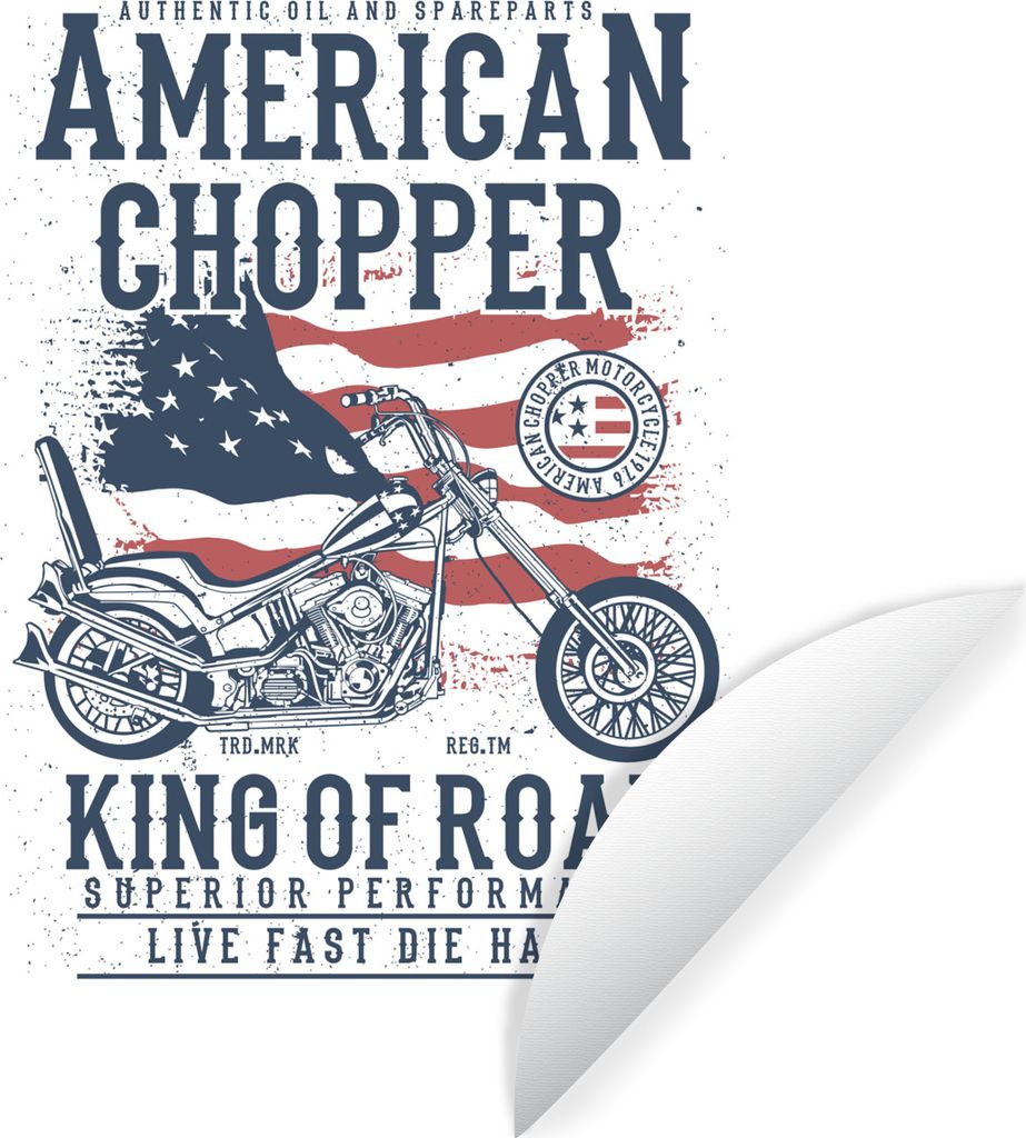 MuchoWow Runde Wandtattoo - Wandsticker Tapete Aufkleber Mancave - Motor - Flagge - Amerika - Retro Ø 30 cm Selbstklebend und Repositionierbar -...