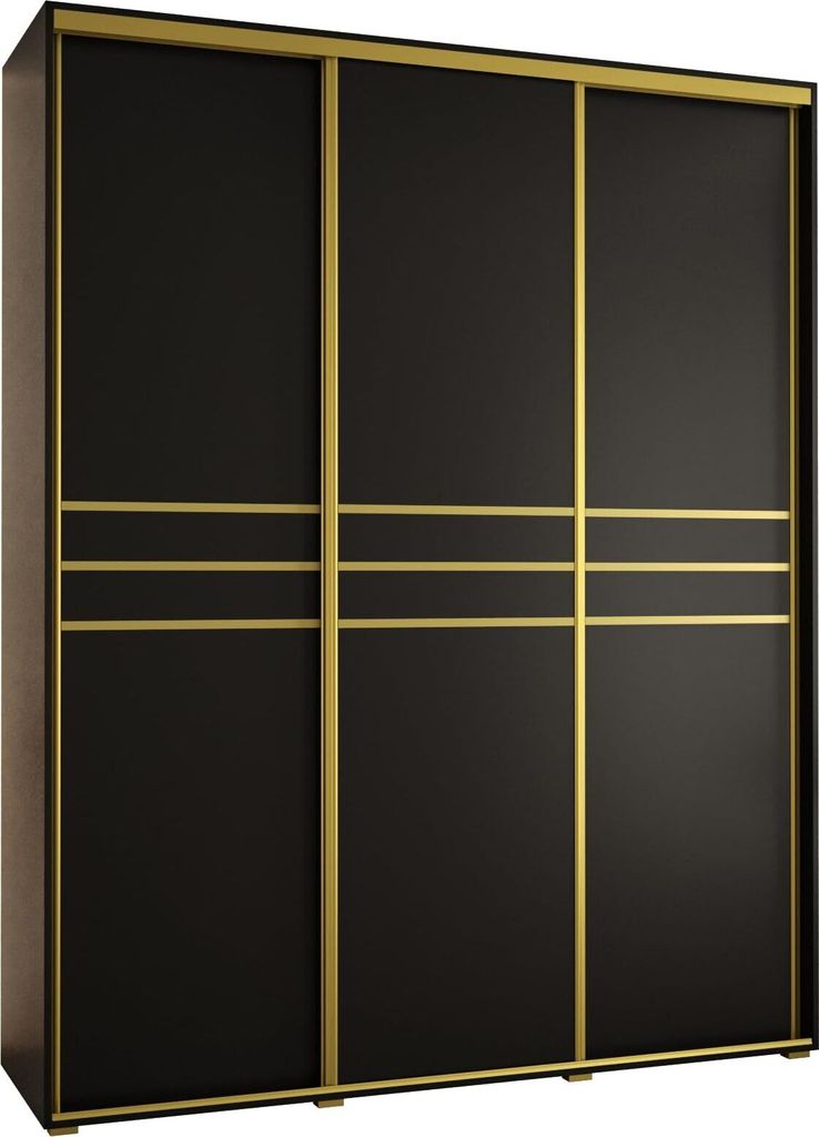 MEBLE KRYSPOL Davos 10 Schrank, drei Türen - 235,2x190x45 cm - Schwarz Schwarz Gold
