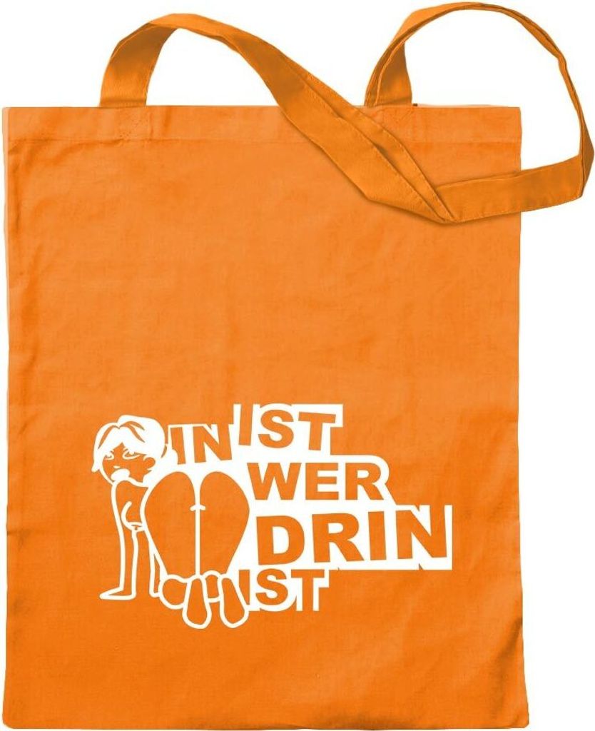 Kiwistar - Baumwolltasche - mandarin - In ist wer drin ist - Tragetasche Stoffbeutel Umhängetasche Langer Henkel