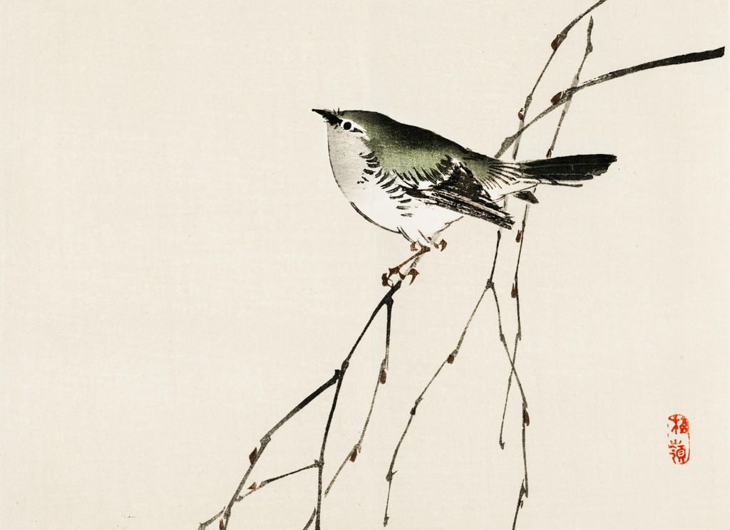 Plakat 55x40cm Tit, Kōno Bairei Japanischer Vintage für das Wohnzimmer