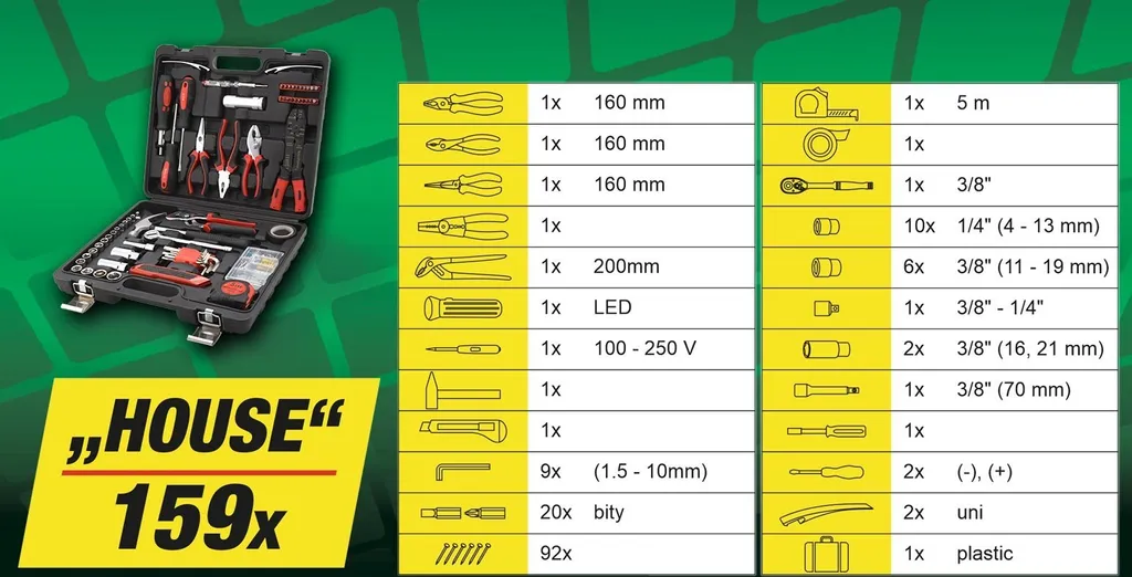 Valise à outils COMPASS 159 pièces HOUSE 09463 pour travaux maison