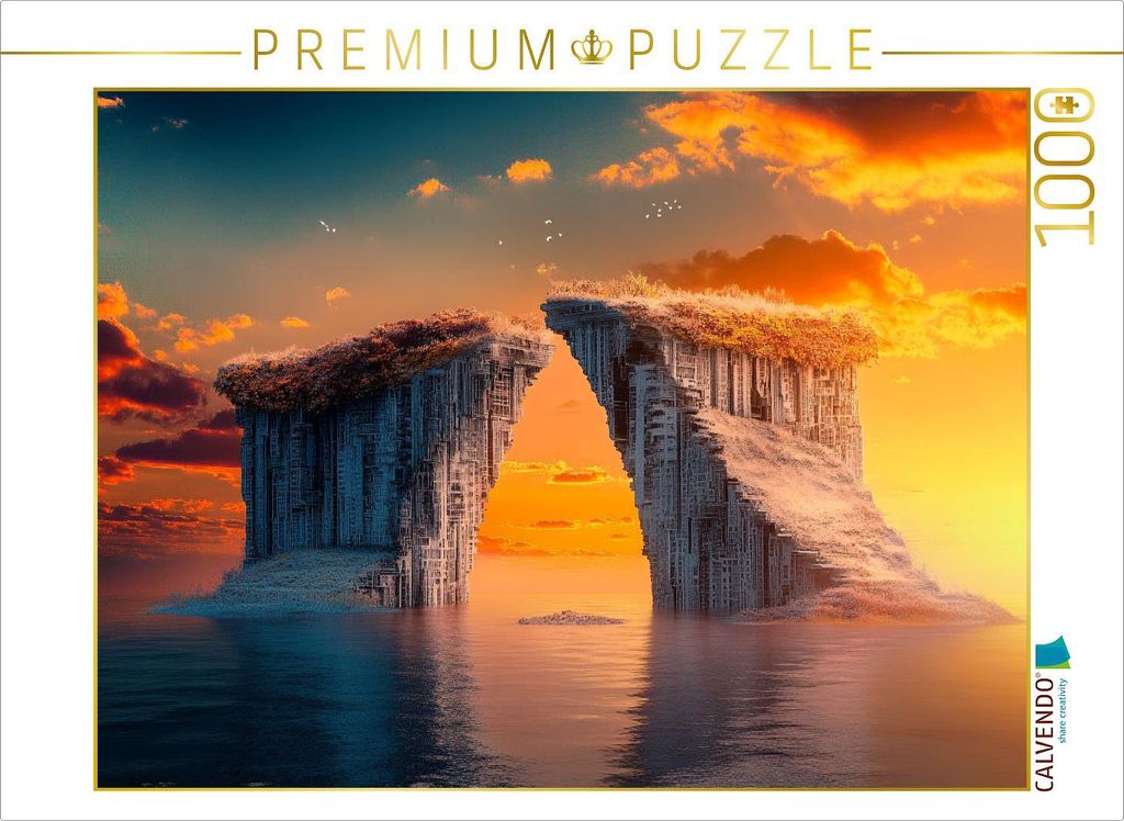 CALVENDO Puzzle Treffen der Klippen - Surreale Landschaft | 1000 Teile Lege-Größe 64x48cm Foto-Puzzle für glückliche Stunden