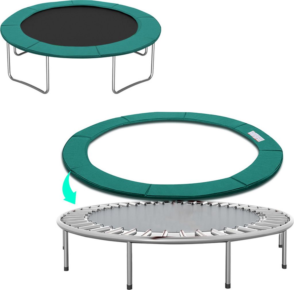 Fiqops Trampolin Randabdeckung,Trampolin-Zubehör,Federabdeckung, Randschutz, Sicherheitsmatte, UV-resistent,Grün,Ø426cm
