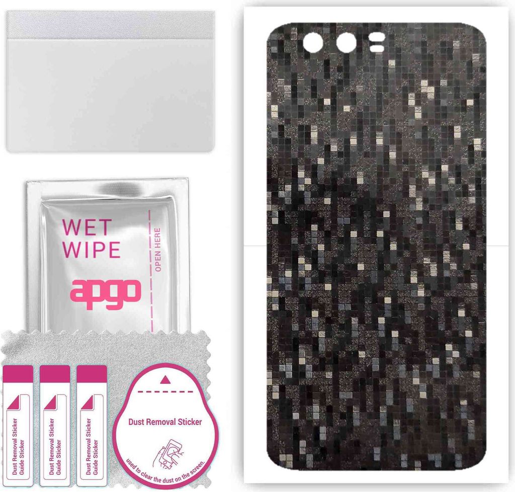 apgo Rückseite Schutzfolie, Skin, kompatibel mit Honor 9, Hinten Displayschutzfolie aus Vinylfolie, kratzfest, einfache Montage - Carbon Black Pixel