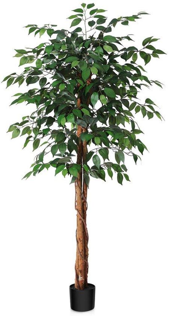 Kunstliche Ficus-Pflanze 150cm mit Holzstamm für Innen-&Außenbereich
