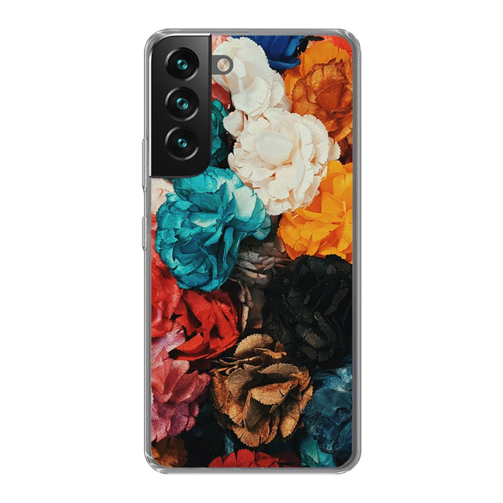 MuchoWow Handyhülle Schutzhülle Hülle für Samsung Galaxy S22 Wand - Rosen - Abstrakt Silikon Softcase Handy Hülle - Mobiltelefonhülle