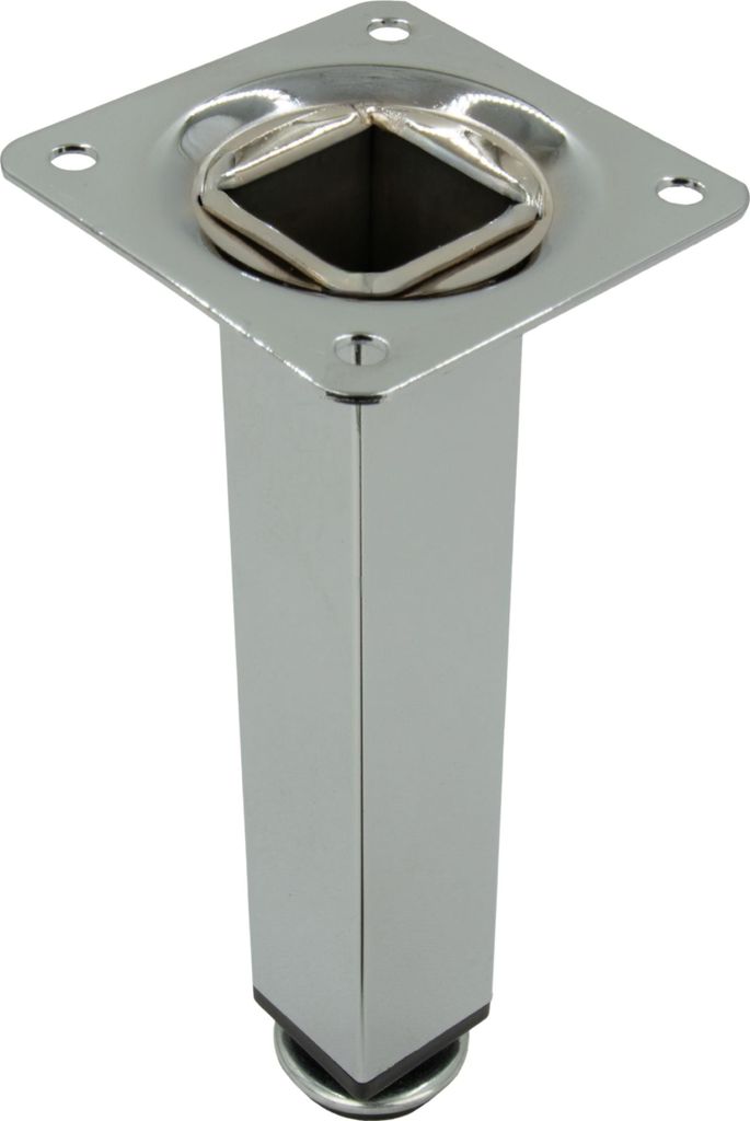 Möbelfuß, gerade, quadratisch, silberfarben, aus Metall, verstellbar, 15 cm