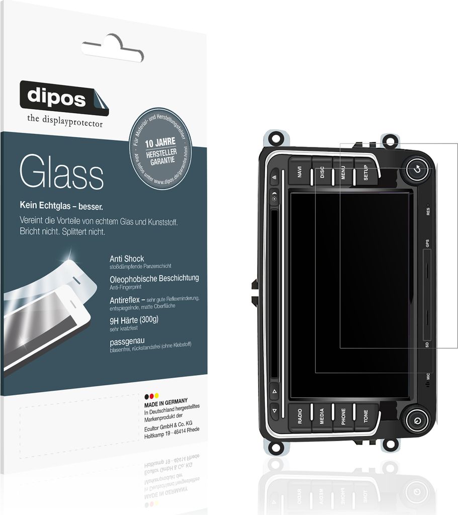 2x Schutzfolie für Junsun DE.ZQMT74D matt - Anti-Shock 9H Folie dipos Glass Kunststoffglas
