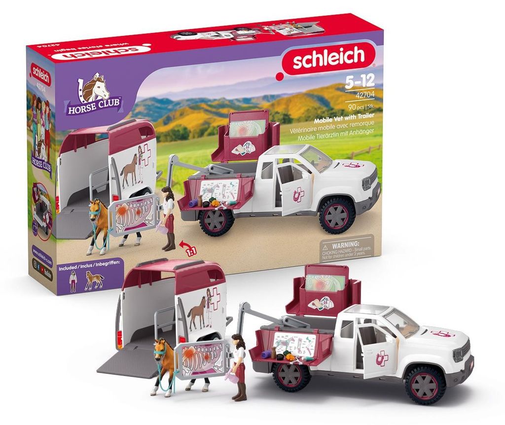 Ensemble vétérinaire mobile avec remorque. SCHLEICH 42704 Image du produit 