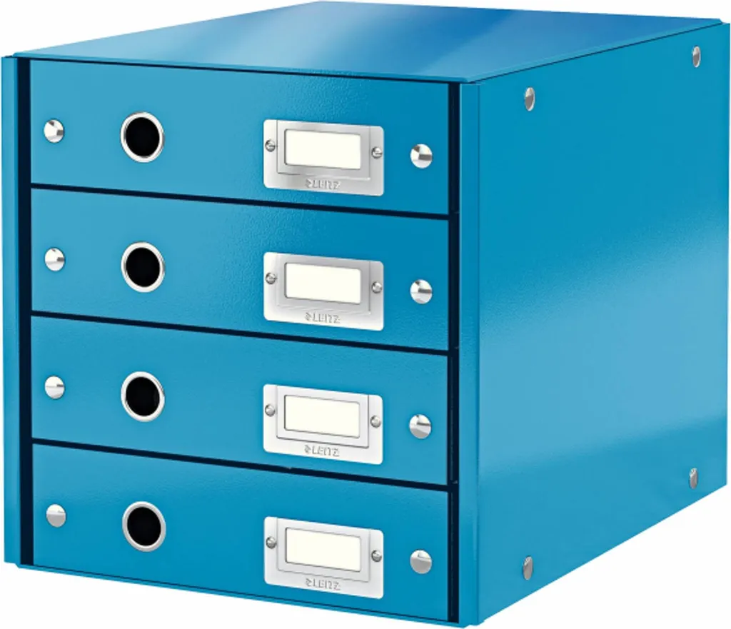 Leitz Click&Store Boîte à tiroirs A4 bleu en carton robuste 4 tiroirs