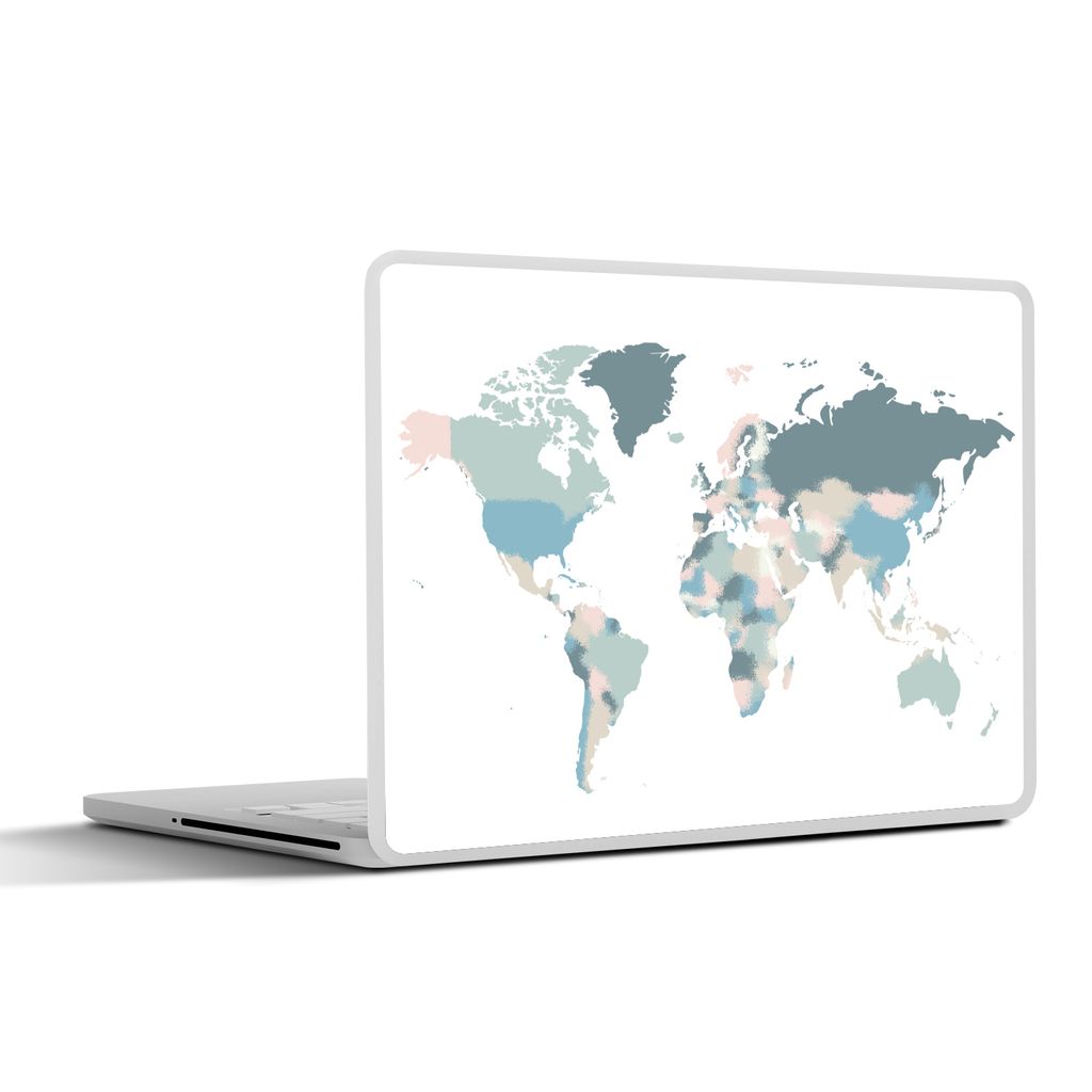 MuchoWow Laptop Aufkleber Sticker Cover Weltkarte - Pastell - Weiß 32.5x23.5 cm - Sticker für Laptop - Selbstklebend