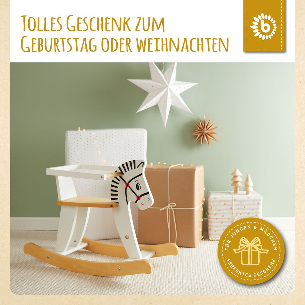 Bieco Zebra Schaukelpferd ab 1 Jahr | Holz Schaukelpferd Produktbild 5