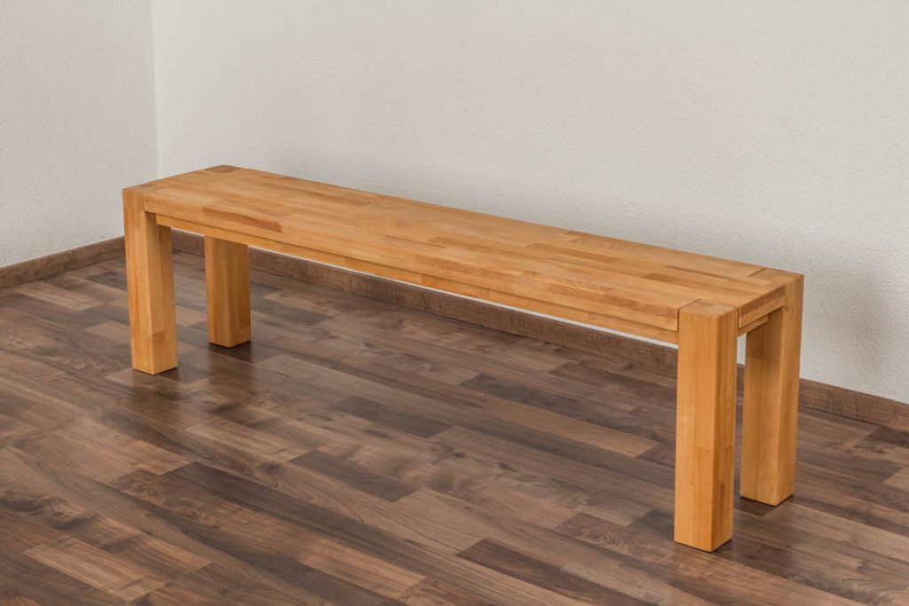 Sitzbank aus massiver Buche, Kernbuche Natur, 45 cm hoch, 33x33 cm, stabile Füße
