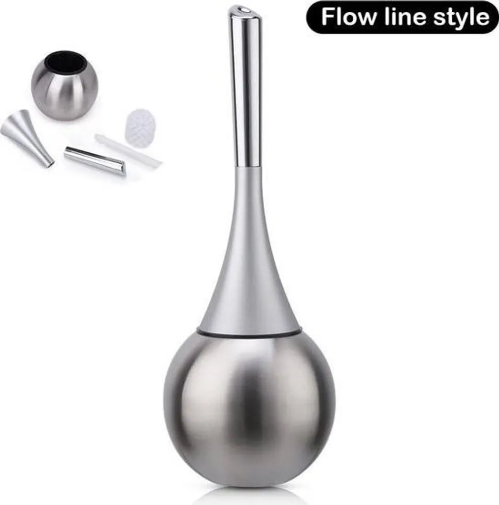 Ensemble brosse WC inox sans perçage et support papier toilette intégré