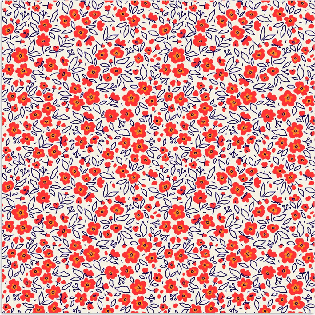 MuchoWow Poster Blumen - Rot - Illustration 100x100 cm - Babyzimmer