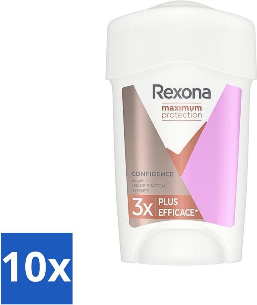 Rexona Women - Deodorant Stick - Maximaler Schutz Selbstvertrauen - Antitranspirant - 45 ml - Vorteilspack - 10 Stücke