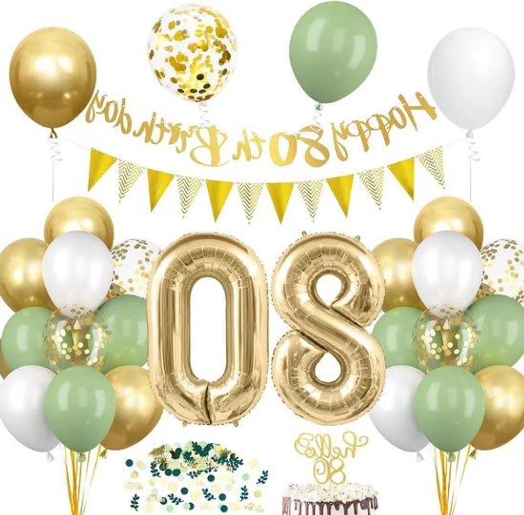 Décoration fête vert avocat et sauge - Set ballons premium pour adultes
