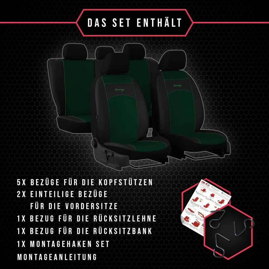 Interni BMW E46 Green Edition - Set Coprisedili Auto Universali - 9