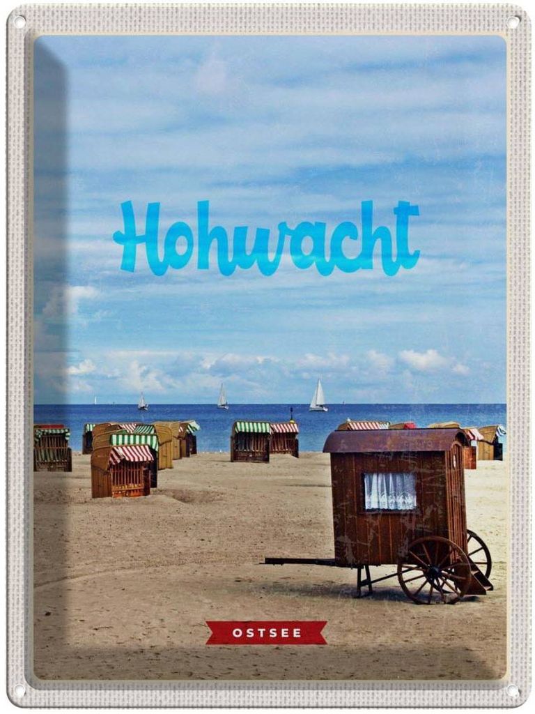 vianmo Blechschild 40x30 cm Hochwacht Ostsee Urlaub Strandkorb Meer Boote Bildmotiv Reisemotiv Abenteuer Reisen Europa