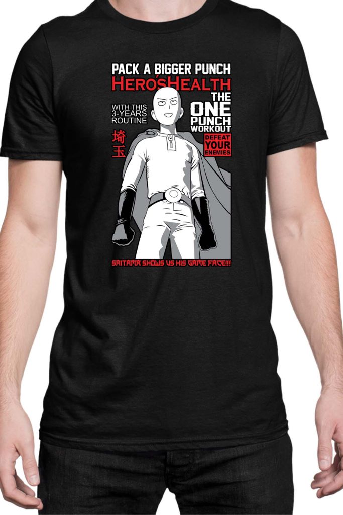 Herren T-Shirt Manga Japan Anime Comics Animation One manga Punch Anime Man 048, Man 4XL / Schwarz