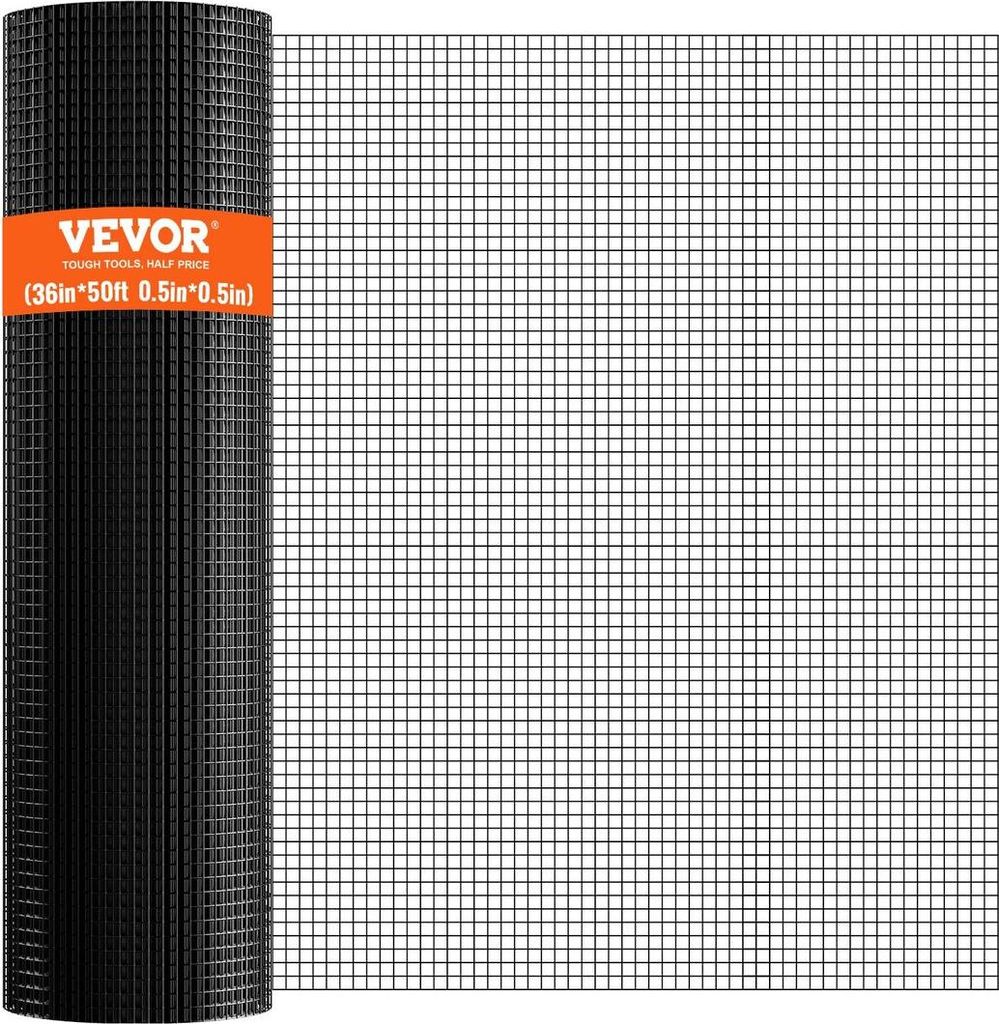 Hardware Cloth, 36'' x 50' Galvanized Wire Mesh Roll, 19 Gauge Chicken Wire Fence Roll, Vinyl Coating Metal Wire Mesh for Chicken Coop Barrier, Rab...