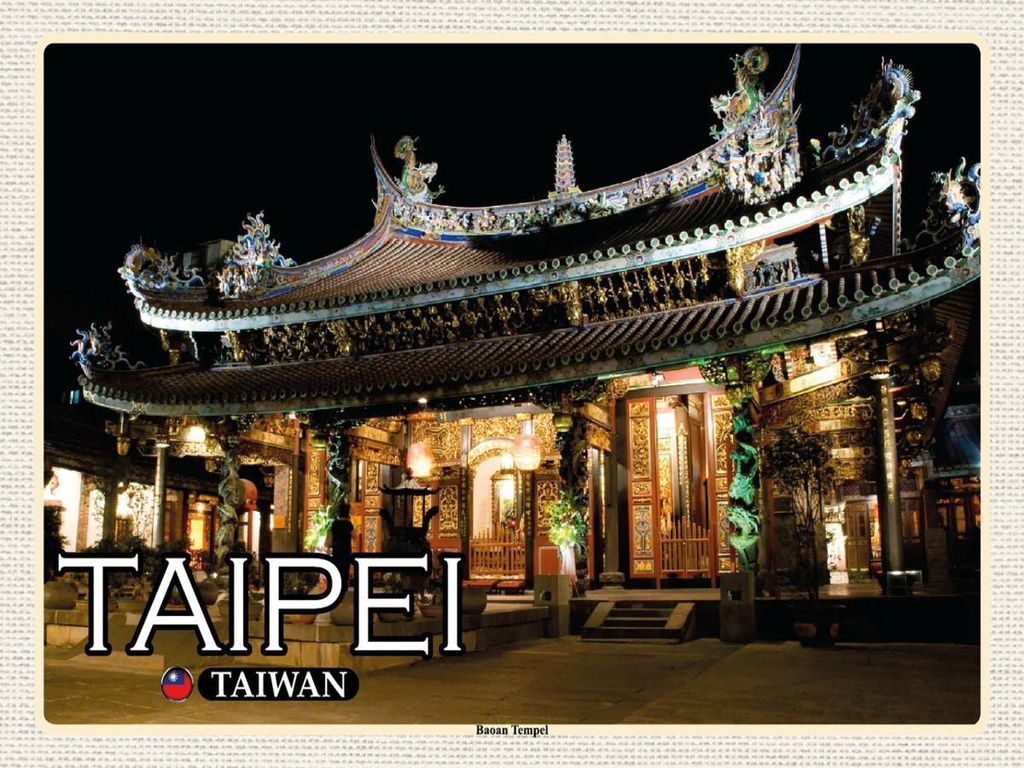 vianmo Holzschild 30x40 cm Taipei Taiwan Baoan Tempel Bildmotiv Reisemotiv Abenteuer Reisen
