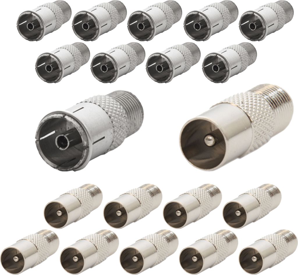 20x F-Quickstecker TV Koaxkabel Verbinder (10x weiblich + 10x männlich)