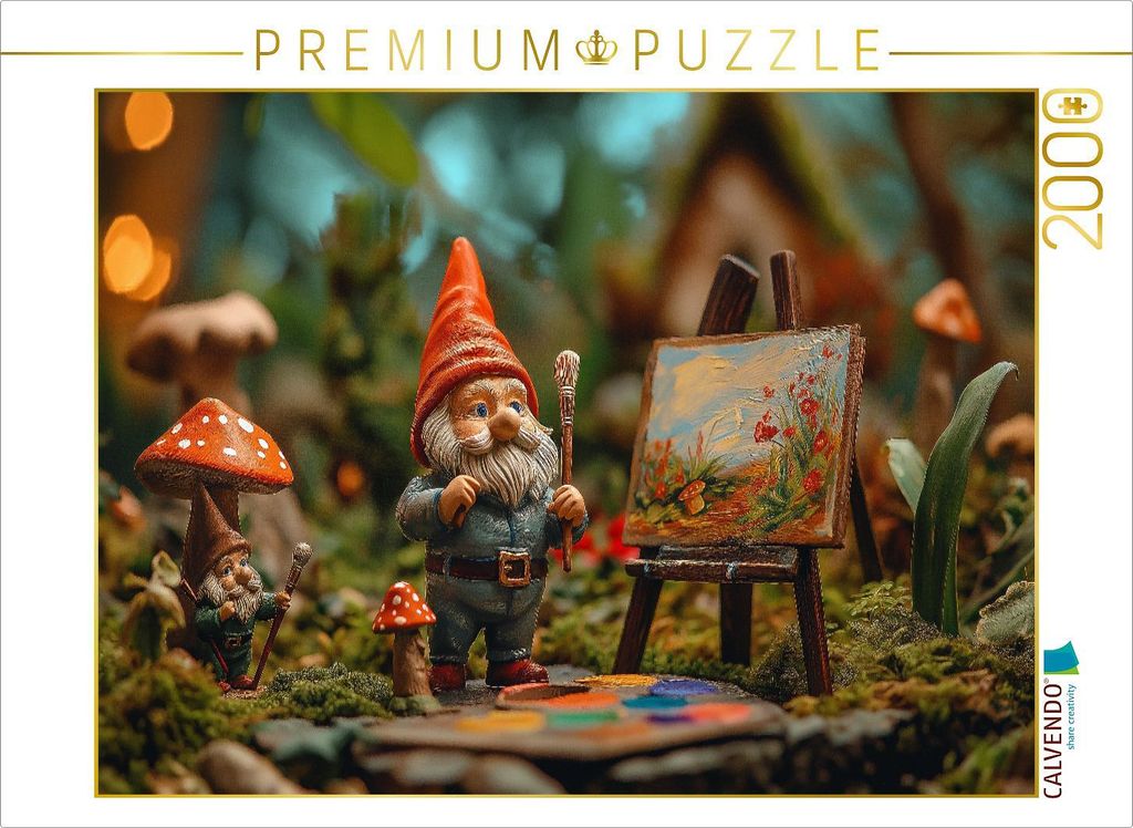 CALVENDO Puzzle Der Künstler-Gartenzwerg am Werk | 2000 Teile Lege-Größe 90x67cm Foto-Puzzle für glückliche Stunden