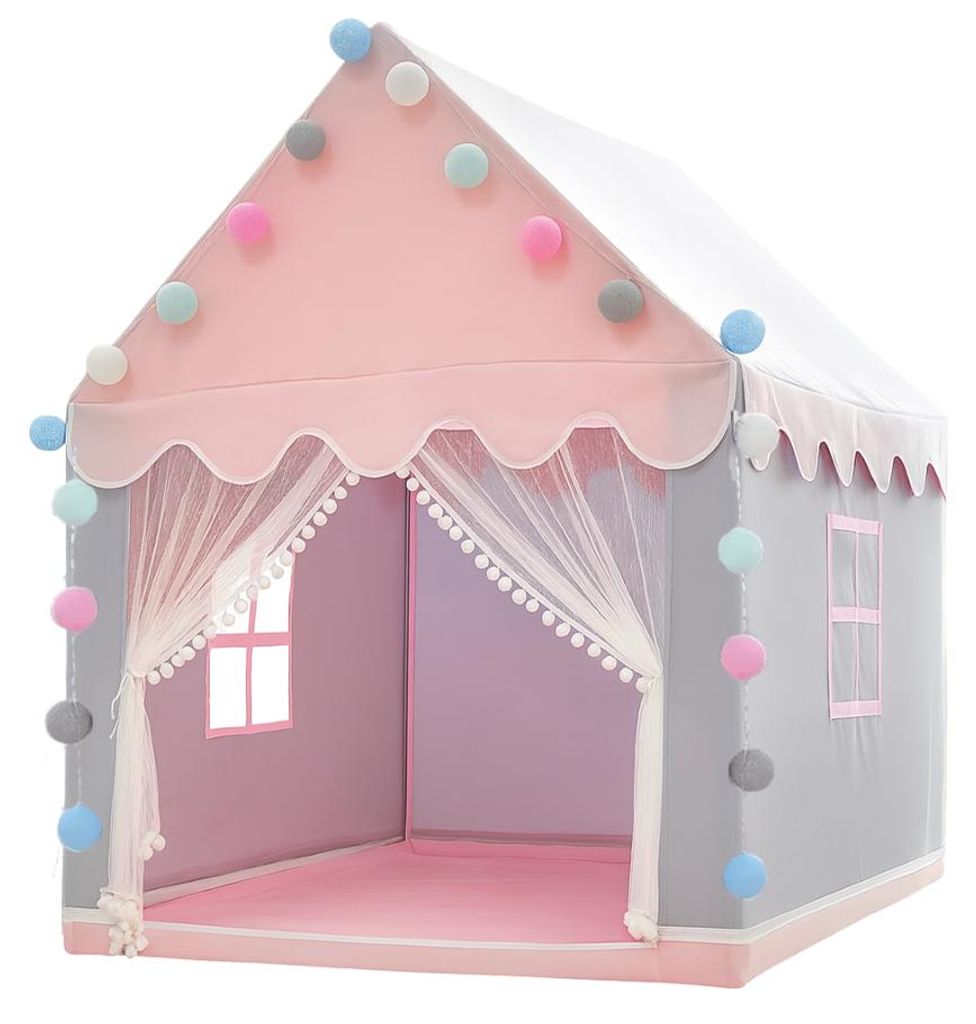 Kinderzelt Haus mit LED-Lichterkette, rosa, für Produktbild 