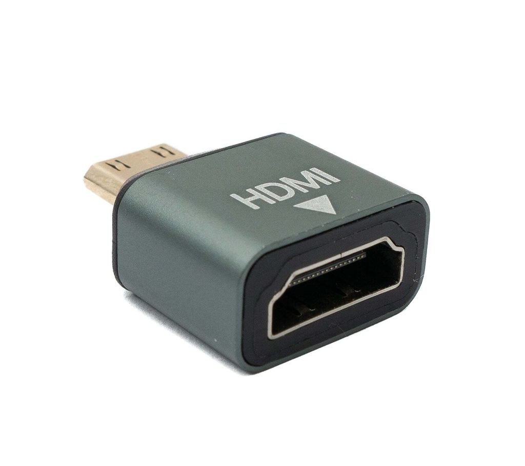 SYSTEM-S HDMI Adapter 4K Standard Buchse zu Mini Stecker Kabel in Grau